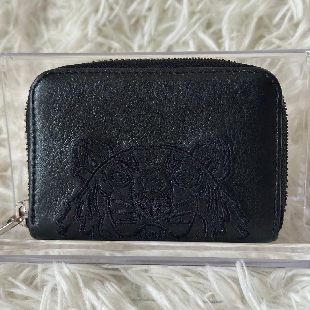 ✨️美品✨️ ケンゾー ケース タイガー 型押し レザー 黒 コンパクト