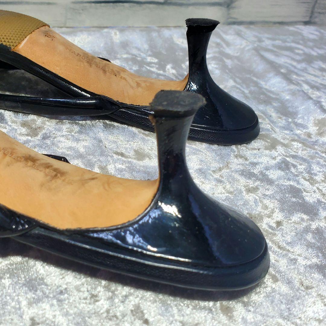 【美品】✨マノロブラニク 24.5cm トングサンダル 黒 レザー 38