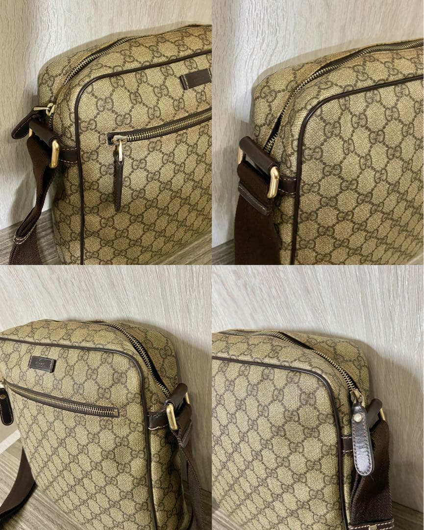 GUCCI ショルダーバッグ　GG スプリーム　PVC レザー　ベージュ