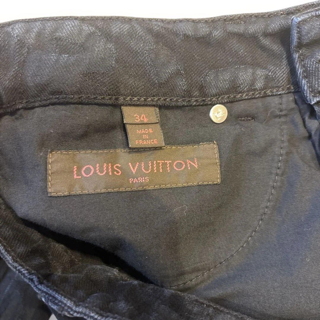 ルイヴィトン モノグラムグラフティ総柄 ブラックデニム ３４インチ