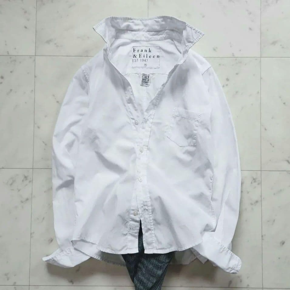 フランク&アイリーン 長袖シャツ 羽織り BARRY 綿100% ホワイト 白
