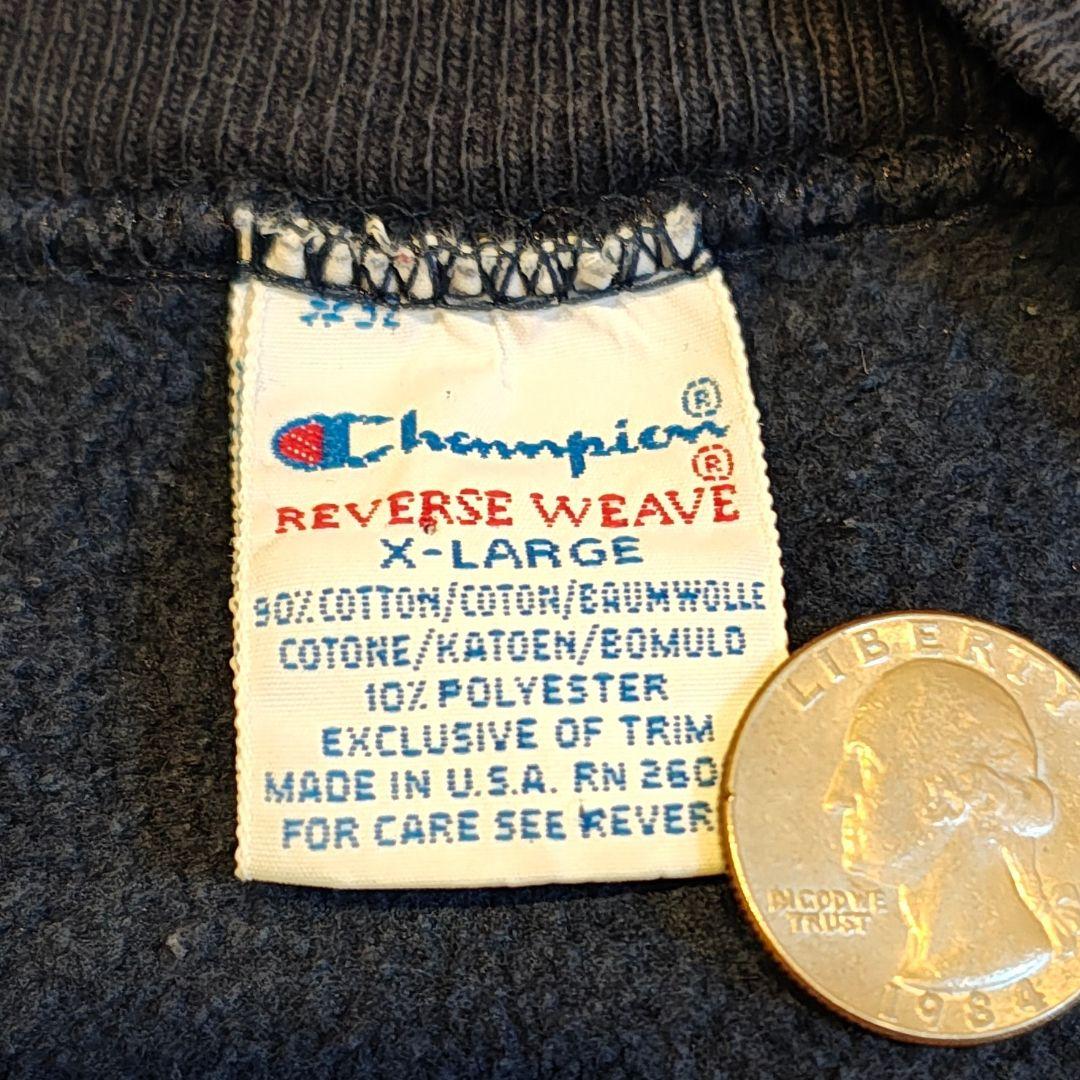 か*様 90s Champion リバースウィーブ 目あり XL 刺繍タグ 紺