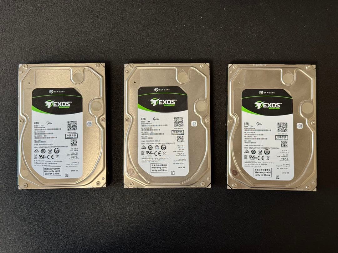 【NAS向けセット】SEAGATE EXOS 8TB HDD × 3