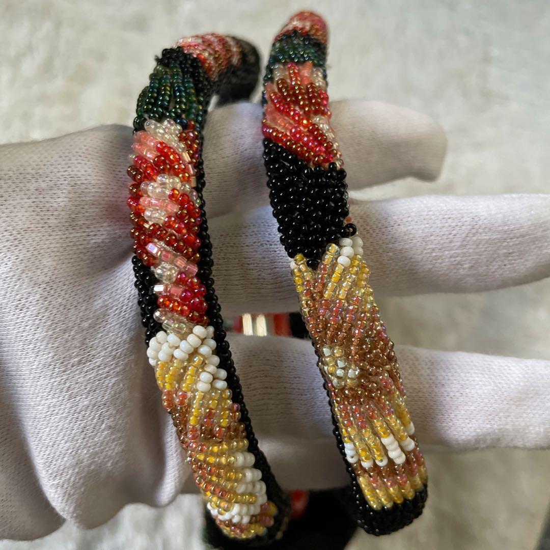 【人気！美品】 ビーズバッグ　手刺繍　総柄　花柄　総ビーズバッグ　和装　がま口