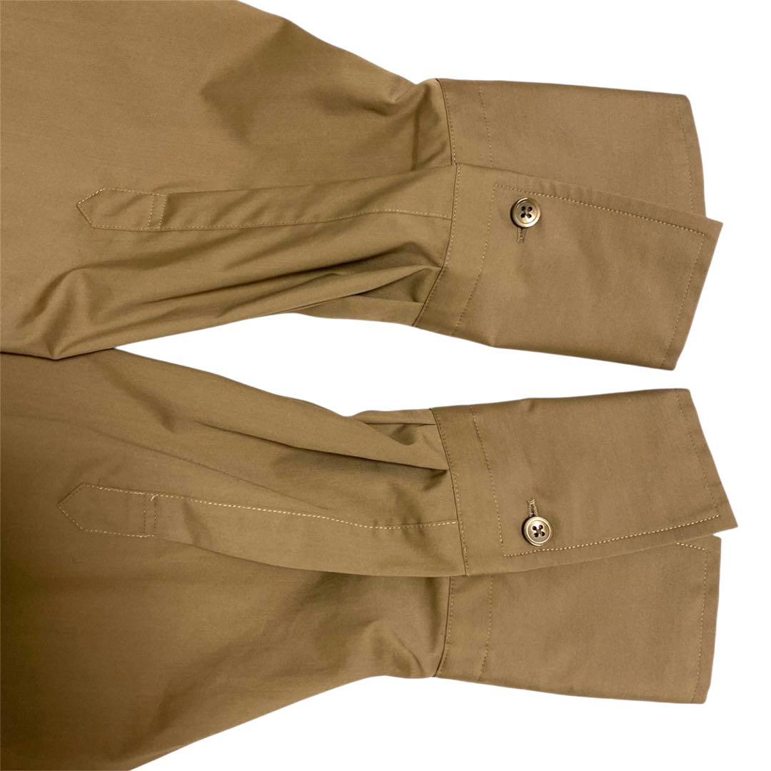 美品 スピックアンドスパンCO/PEヘムギャザーシャツ ゆったり ベージュ