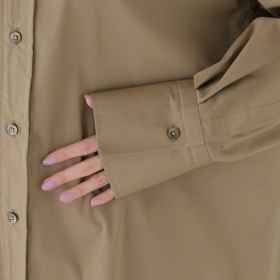 美品 スピックアンドスパンCO/PEヘムギャザーシャツ ゆったり ベージュ