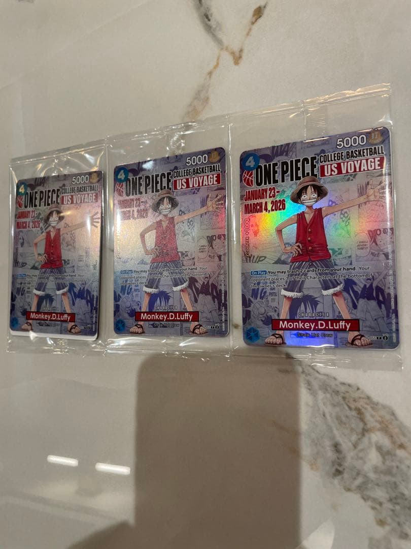 ワンピース モンキー・D・ルフィ アメリカ大学バスケ限定プロモ 未開封　3パック