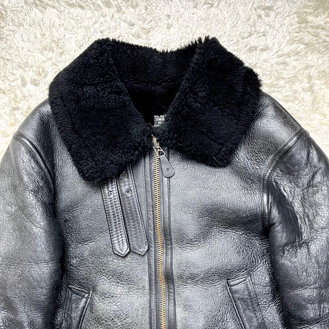 超肉厚/美品✨アヴィレックス B-3 ムートン フライトジャケット レザー 36