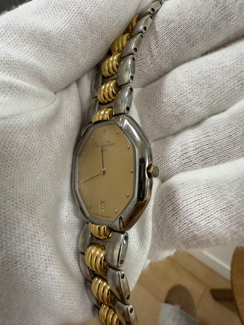Christian Dior オクタゴン 腕時計 ゴールド文字盤 シルバー