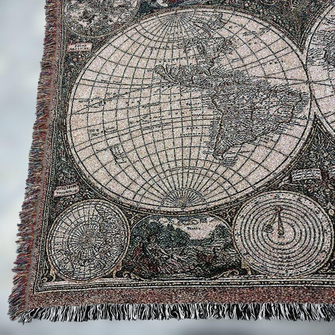 地球　世界地図　マルチカバー　ソファカバー　ヴィンテージラグ　130x178