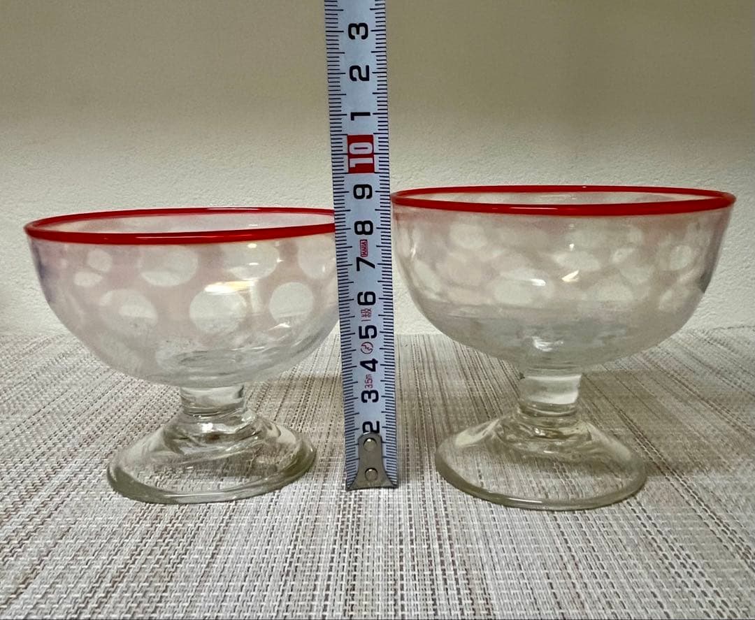 氷コップ 水玉紋様 赤 アンティーク 大正ロマン②