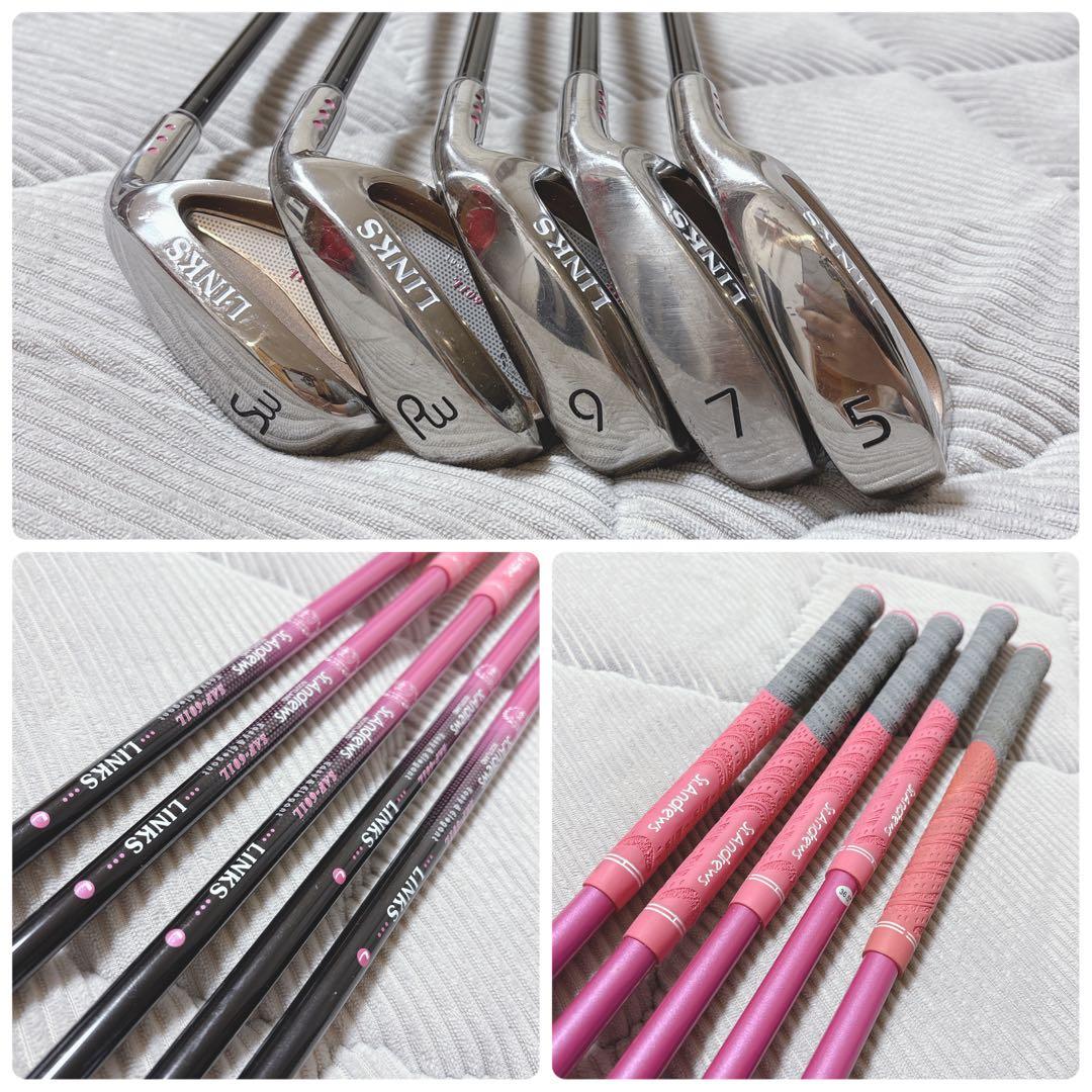 レディース 9本 ！入門ゴルフクラブセット ピンク赤系 ViQ LINKS