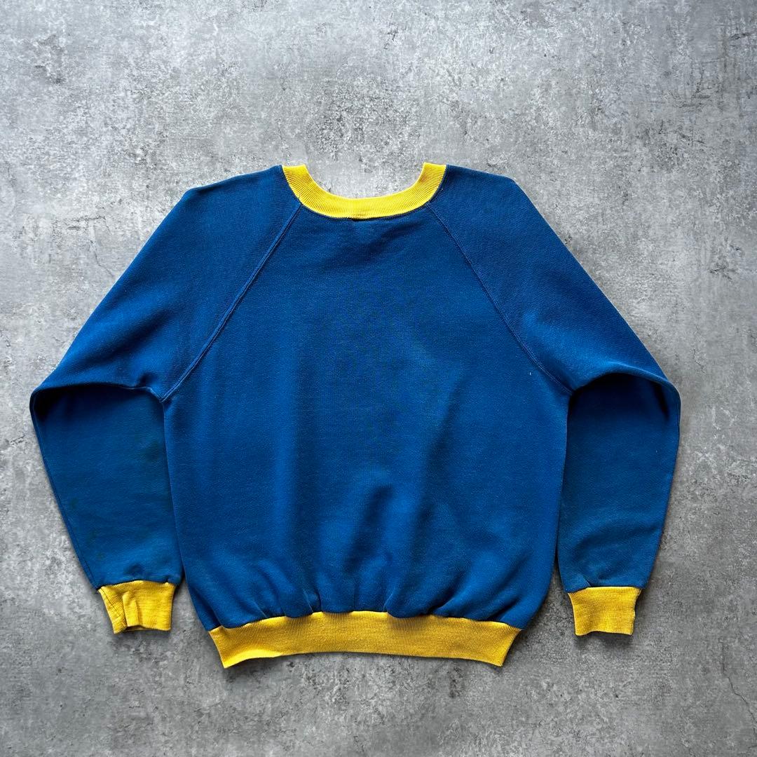 70s NIKE ナイキ ツートンスウェット USA製 XL ブルー×イエロー