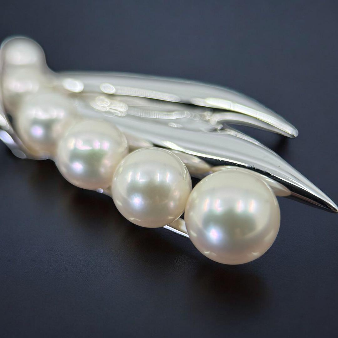 【極美品】ミキモト　アコヤ　本真珠　パール　ブローチ　シルバー　コサージュ