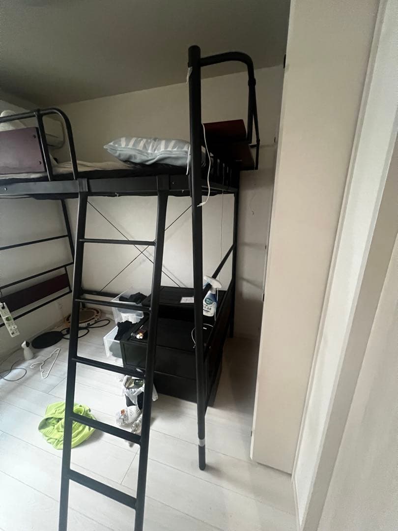 ブラック ロフトベッド セミダブルサイズ