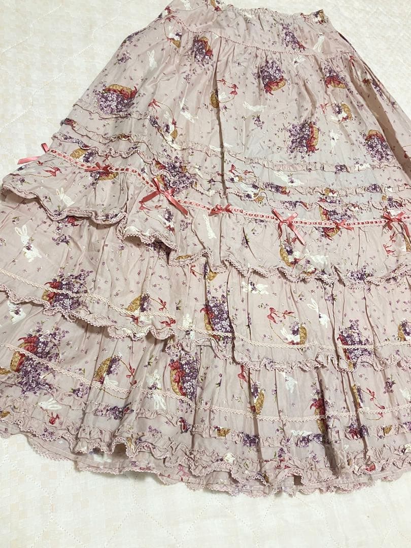 PINK HOUSE わすれな草とうさぎ柄スカート ピンク ピンクハウス