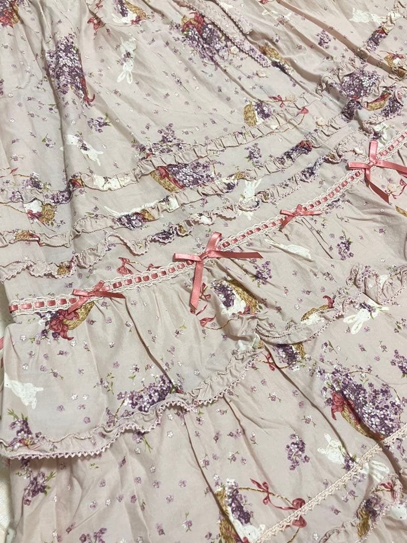 PINK HOUSE わすれな草とうさぎ柄スカート ピンク ピンクハウス