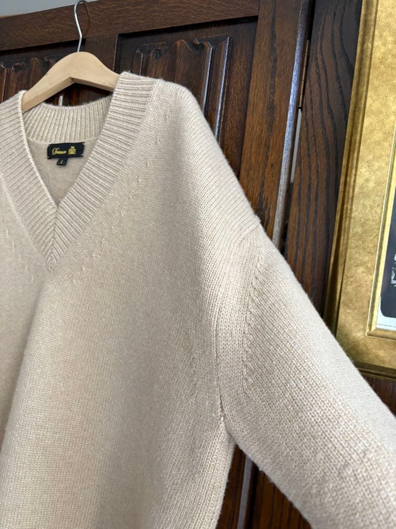 ドゥロワー カシミア 7G天竺編みVネックプルオーバーニット