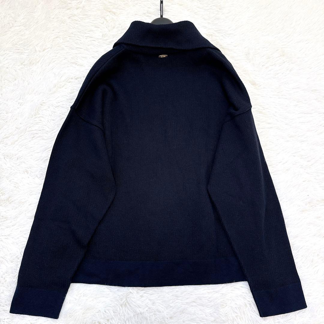 ドゥーズィエムクラス Twins ニットジャケット ネイビー　ロゴプレート　F