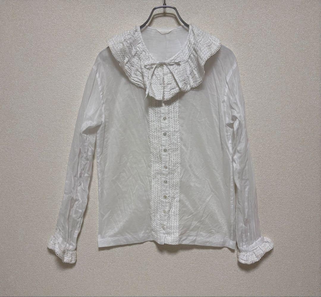 ピンクハウス 綿ローン 段々レース襟 ブラウス カネコイサオ