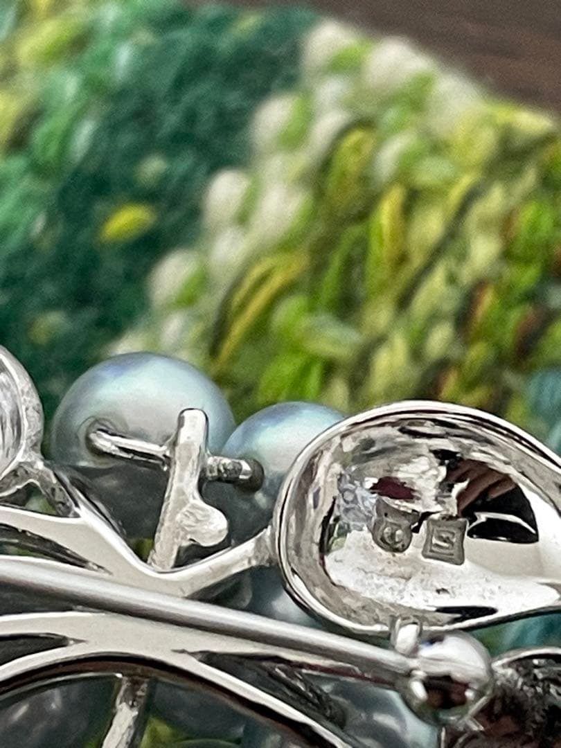 ヘムヘム田崎真珠　美品アコヤ真珠ブロ－チ　SILVER刻印