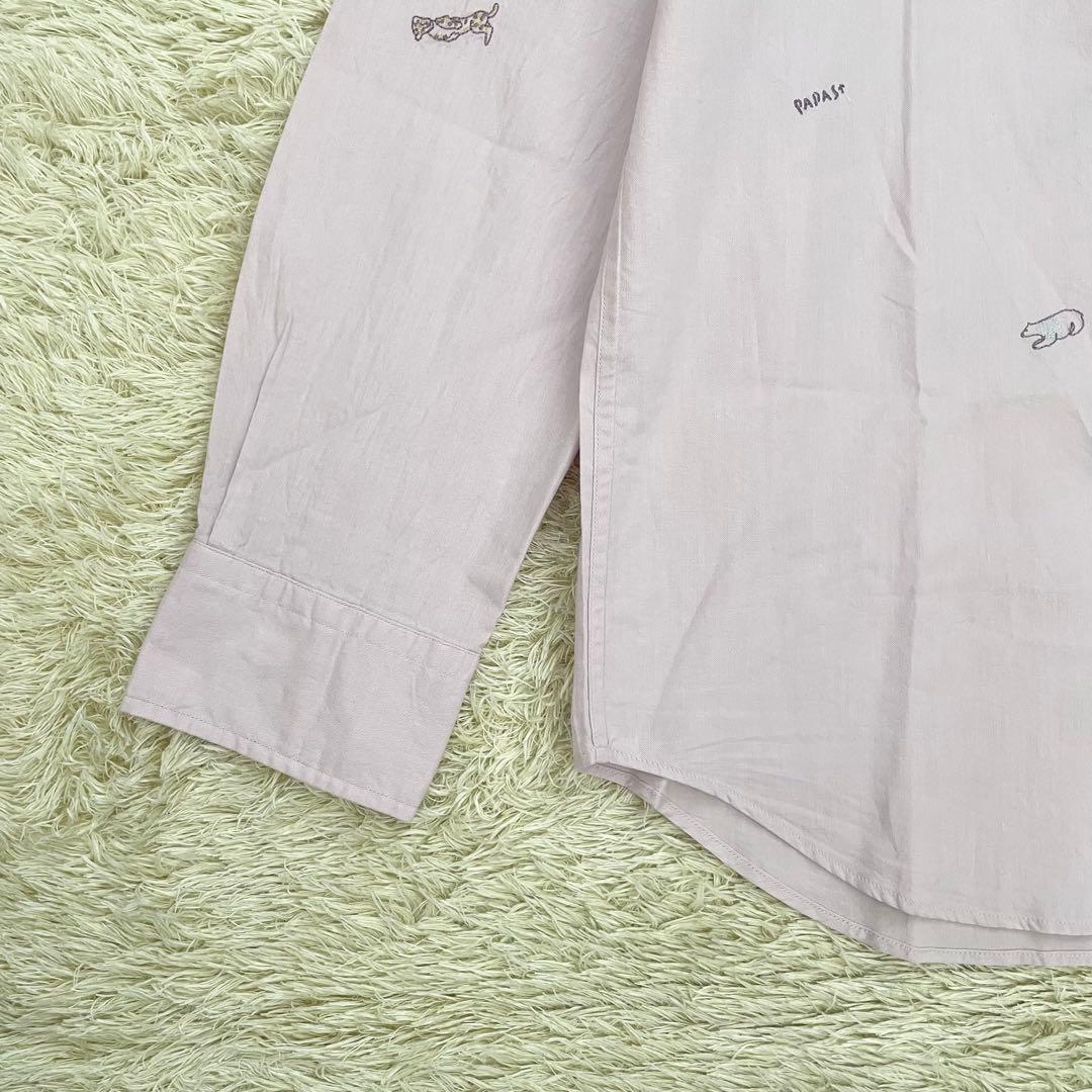 【未使用タグ付き】パパスプラス 長袖シャツ 総柄 パープル Lサイズ