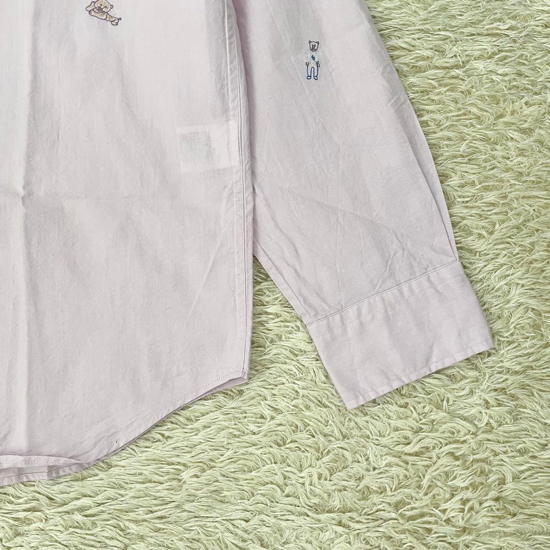 【未使用タグ付き】パパスプラス 長袖シャツ 総柄 パープル Lサイズ
