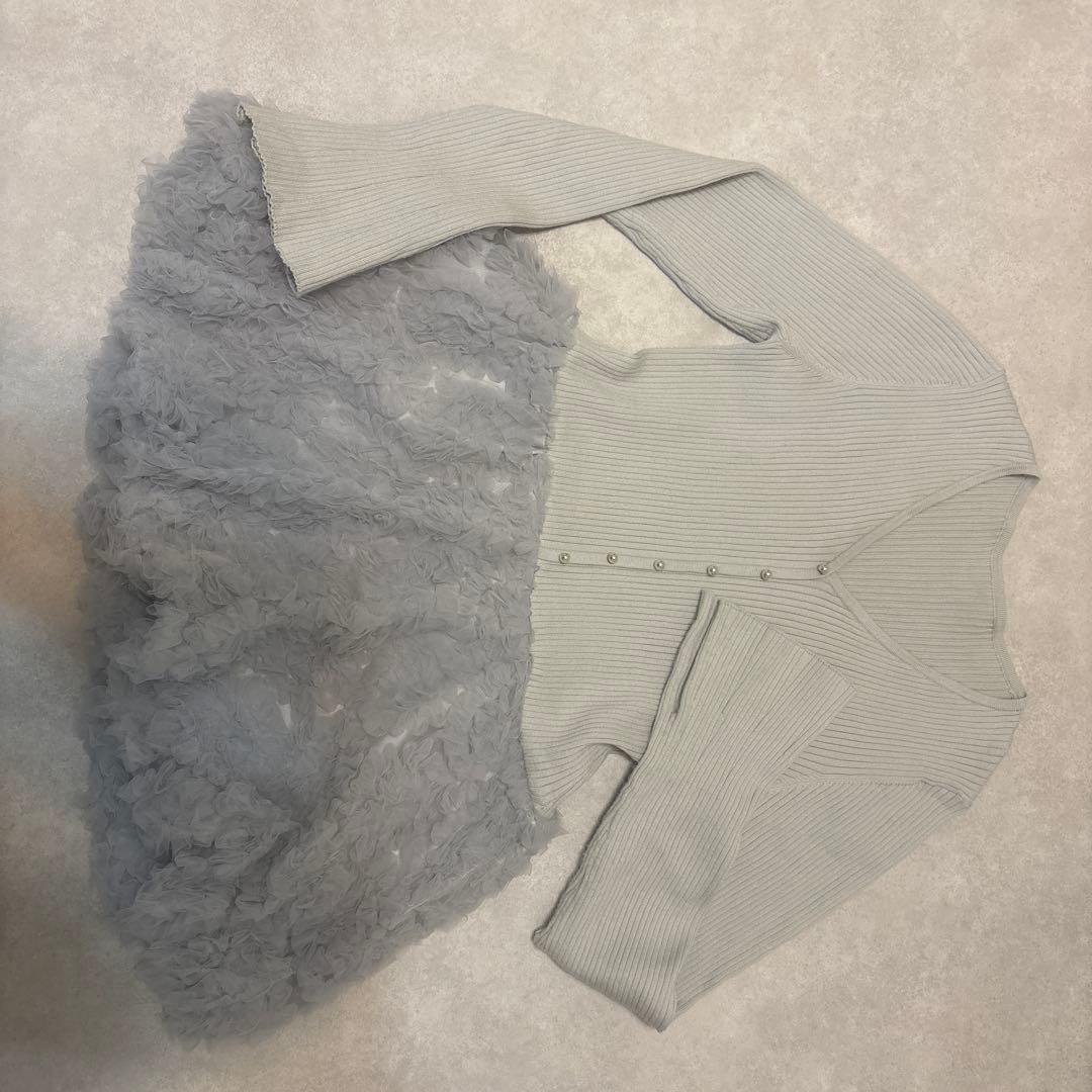 Rirandture チュールバルーンペプラムニット