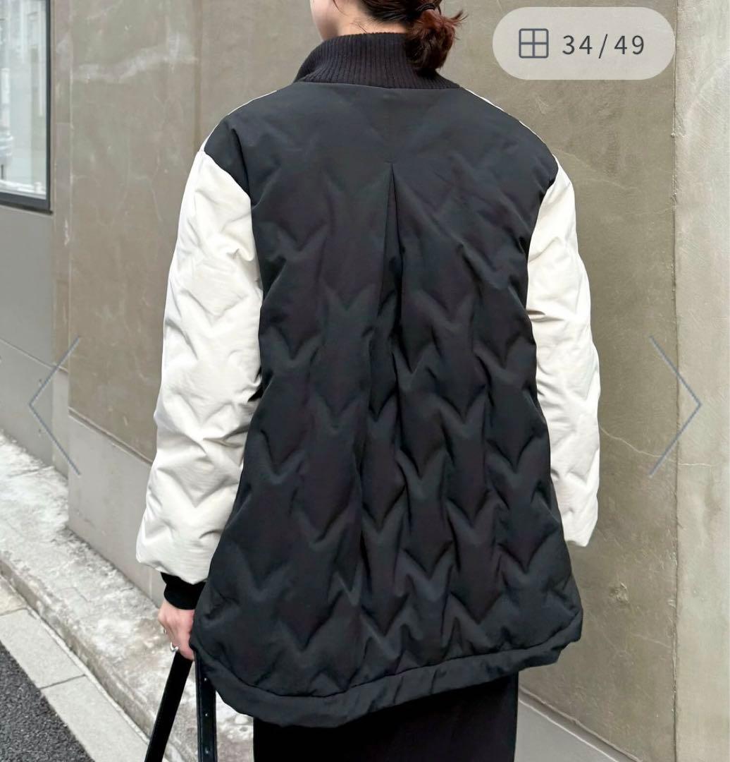 ホワイト/ブラック キルティングダウンジャケット