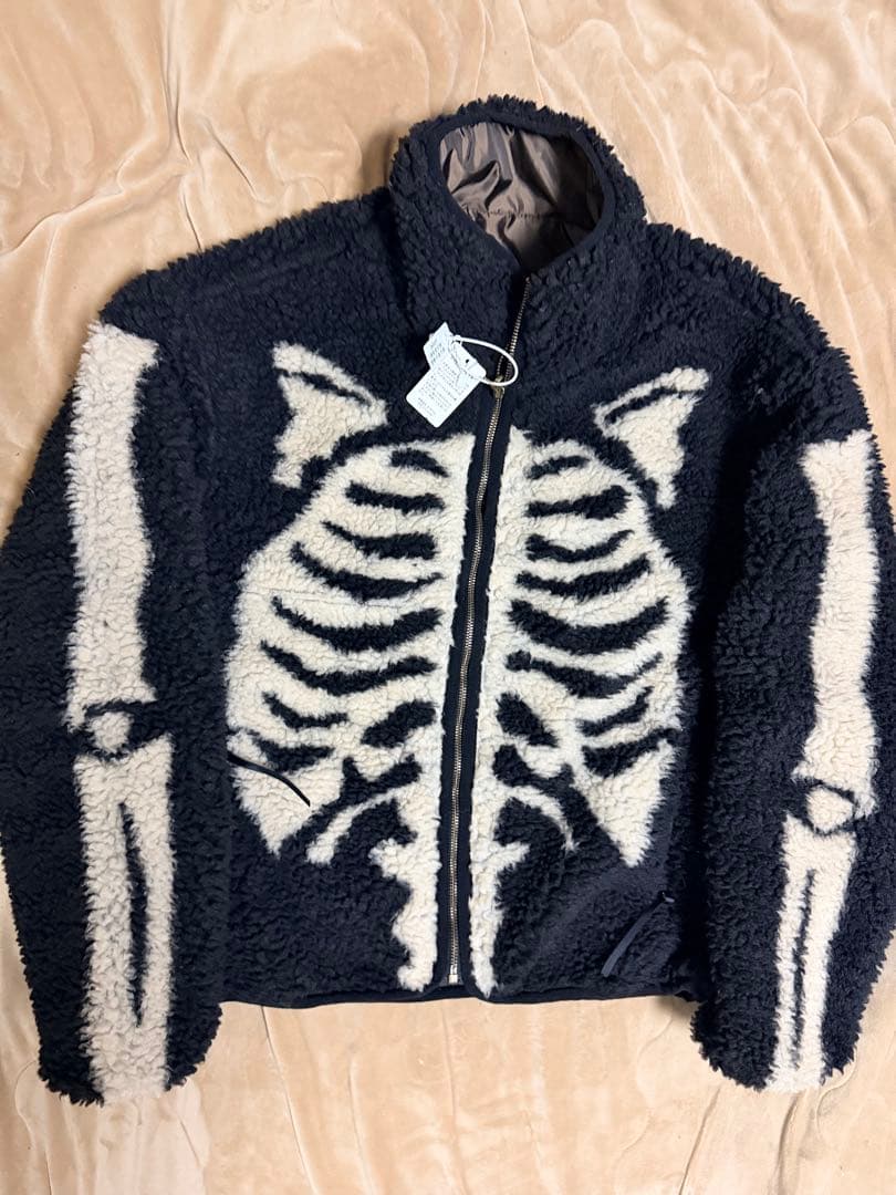未使用 ２面用 スケルトン フリースジャケット スカル骨 スカジャン スタジャン