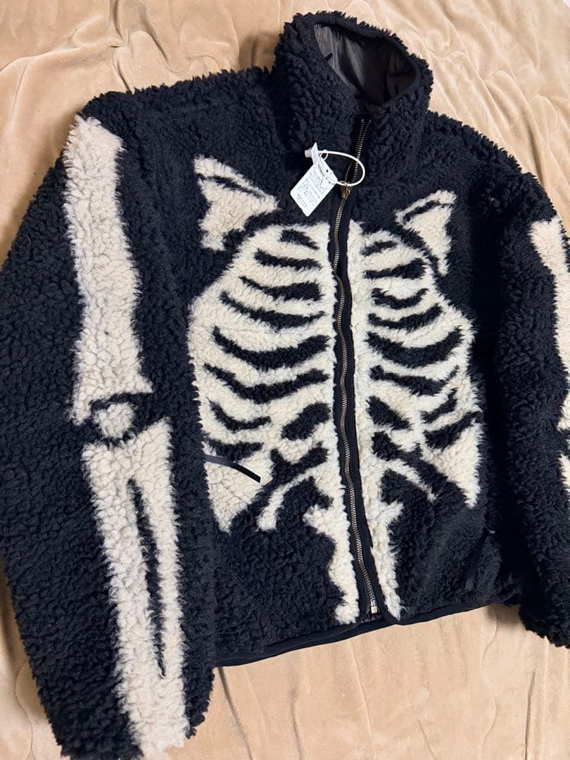 未使用 ２面用 スケルトン フリースジャケット スカル骨 スカジャン スタジャン