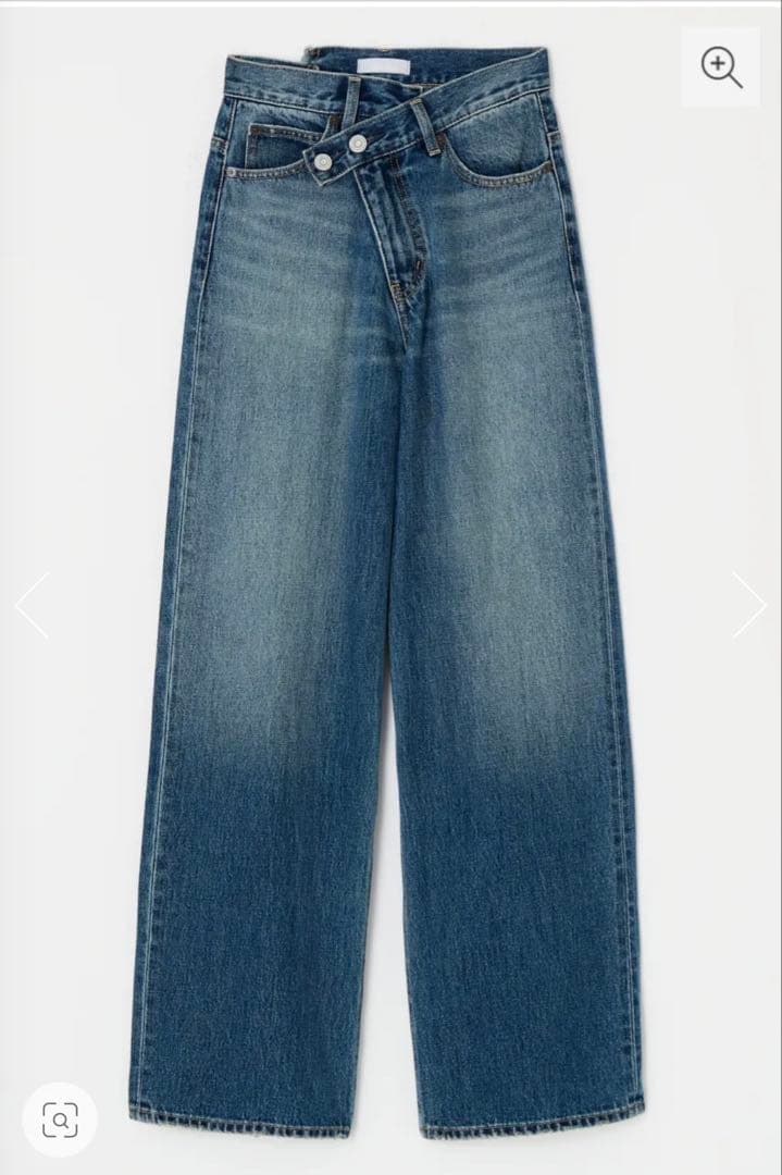 【moussy】新品、未使用クロスウエストワイドレッグ デニムパンツ。タグ付き