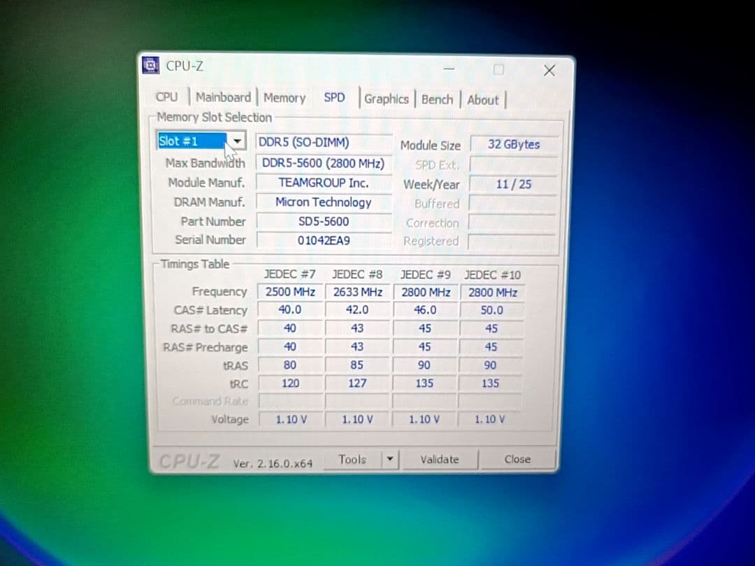 要コメント★Team DDR5-5600 PCメモリー 32GB×2枚=64GB