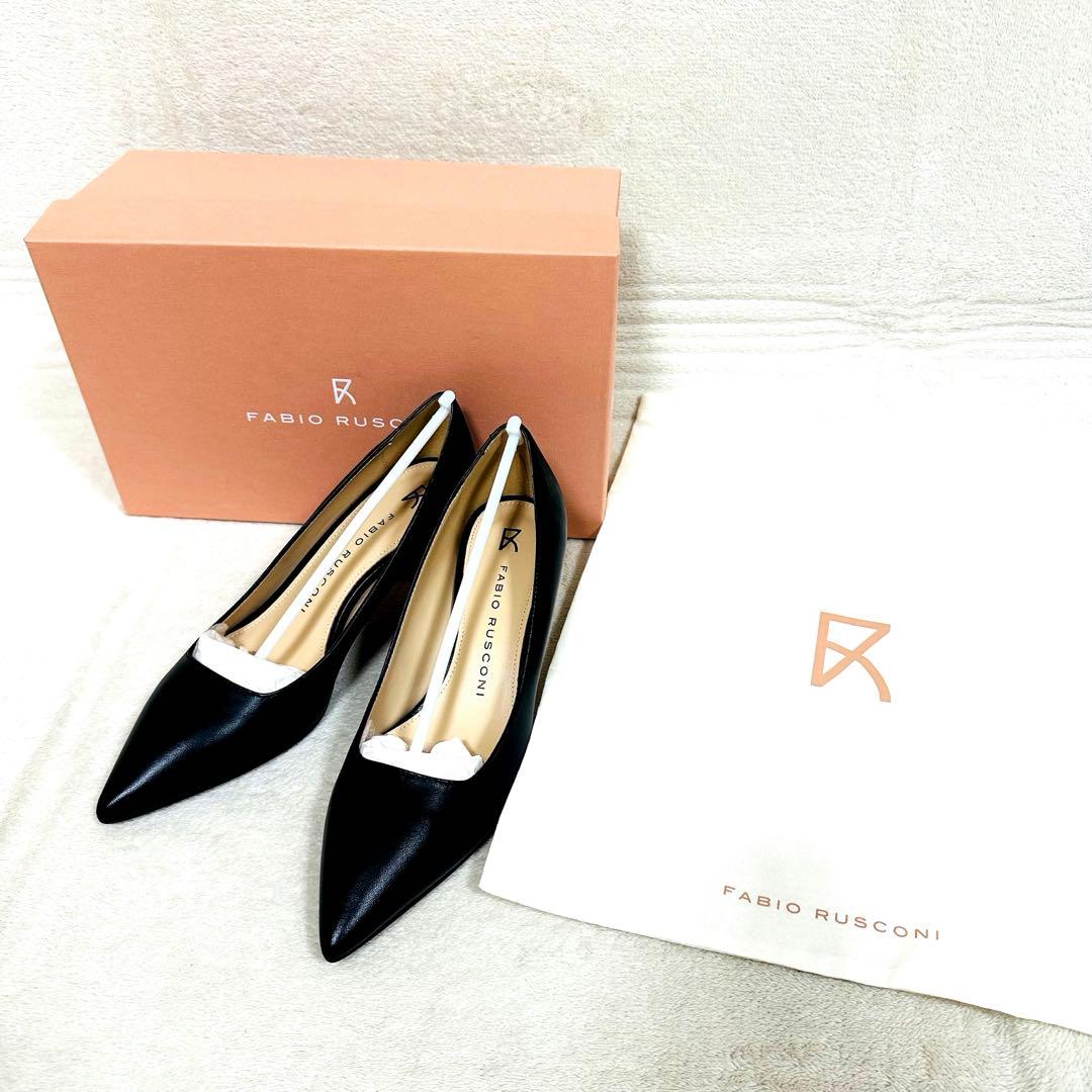 ★新品★ FABIO RUSCONI ポインテッドトゥパンプス　37 黒 レザー