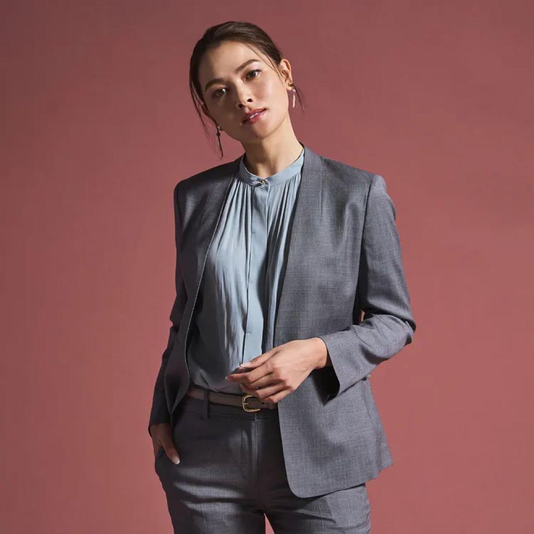 未使用　REDA オリヒカ　スーツ　3点　スリーピース　ノーカラー　千鳥　パンツ