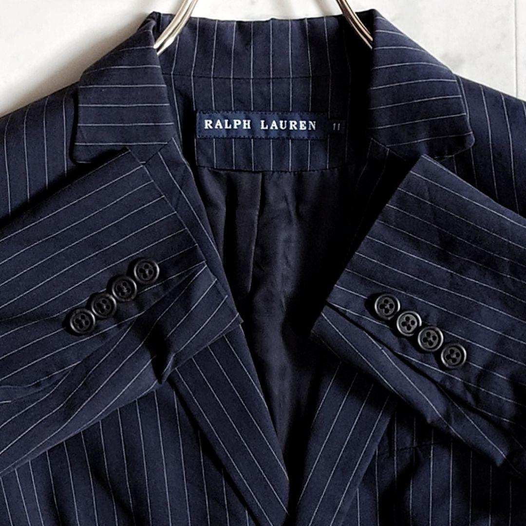 美品【大きいサイズ11】ラルフローレン ストライプ パンツスーツ セットアップ