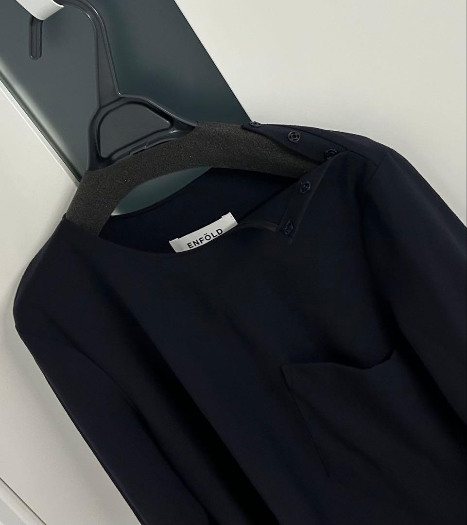 エンフォルド ネイビーサイドスリット 胸ポケット プルオーバー ブラウス