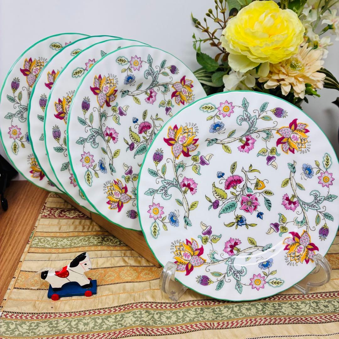 ミントン　ハドンホール　ケーキ皿　グリーン　5枚セット