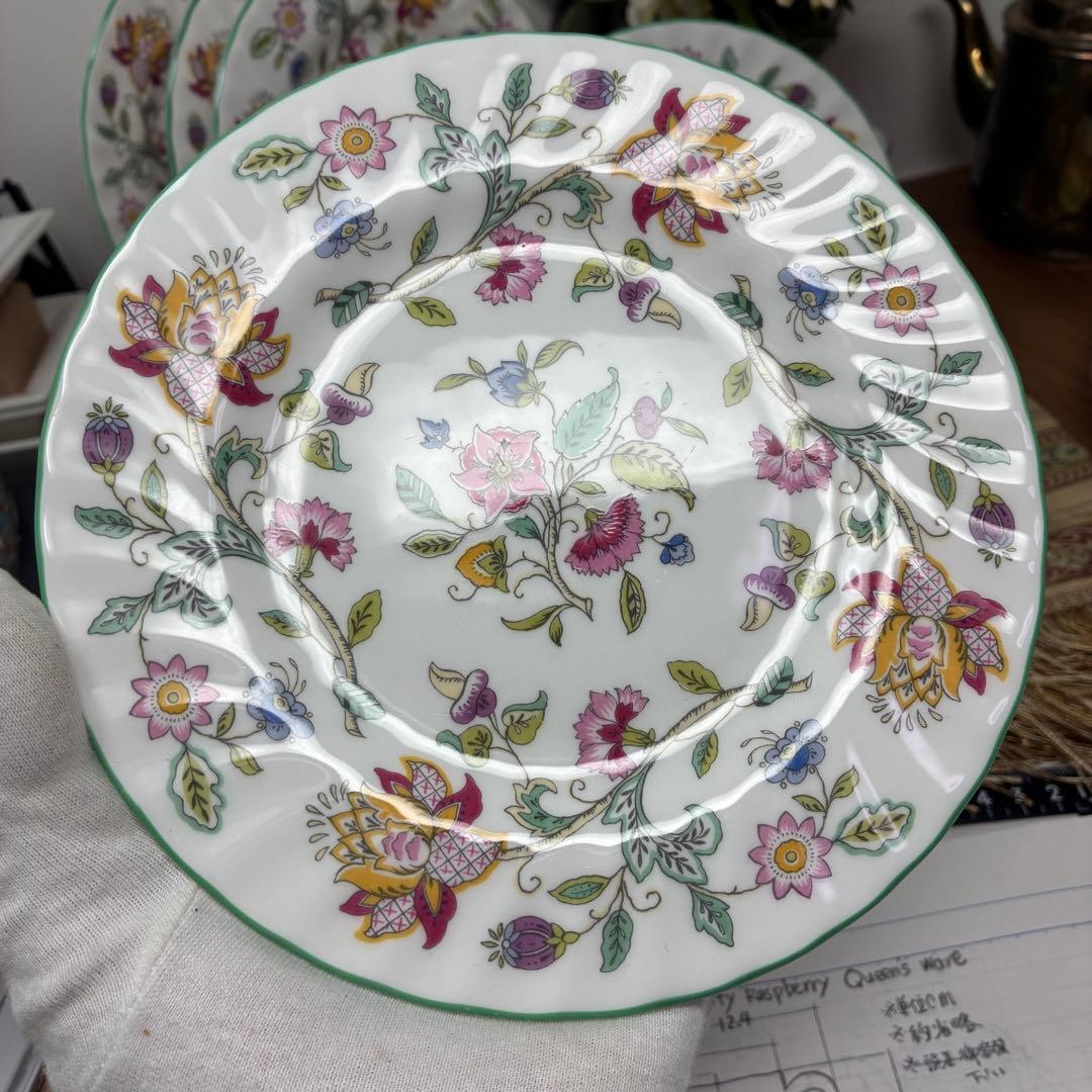 ミントン　ハドンホール　ケーキ皿　グリーン　5枚セット