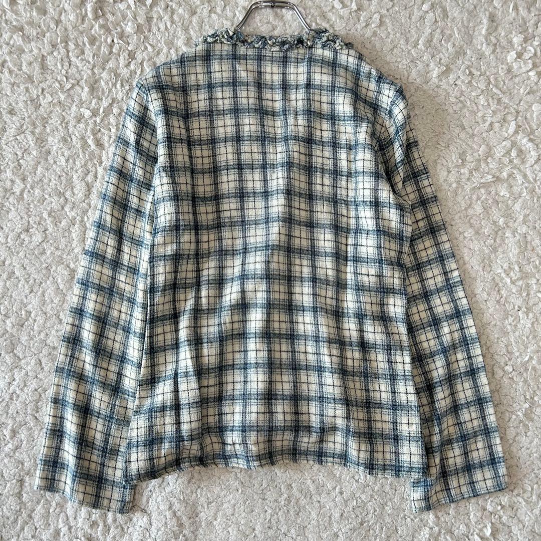 45R umii908 2way カシュクールチェック フリルブラウス