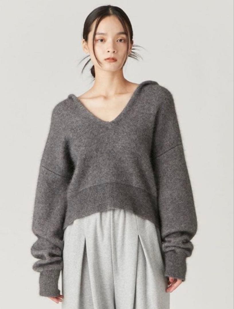 FRAY I.D フレイアイディー ショートニットフーディー GRY