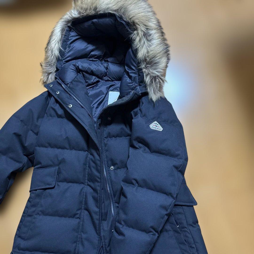 【極美品】PYRENEXピレネックスレディースダウングルノーブルファーネイビー