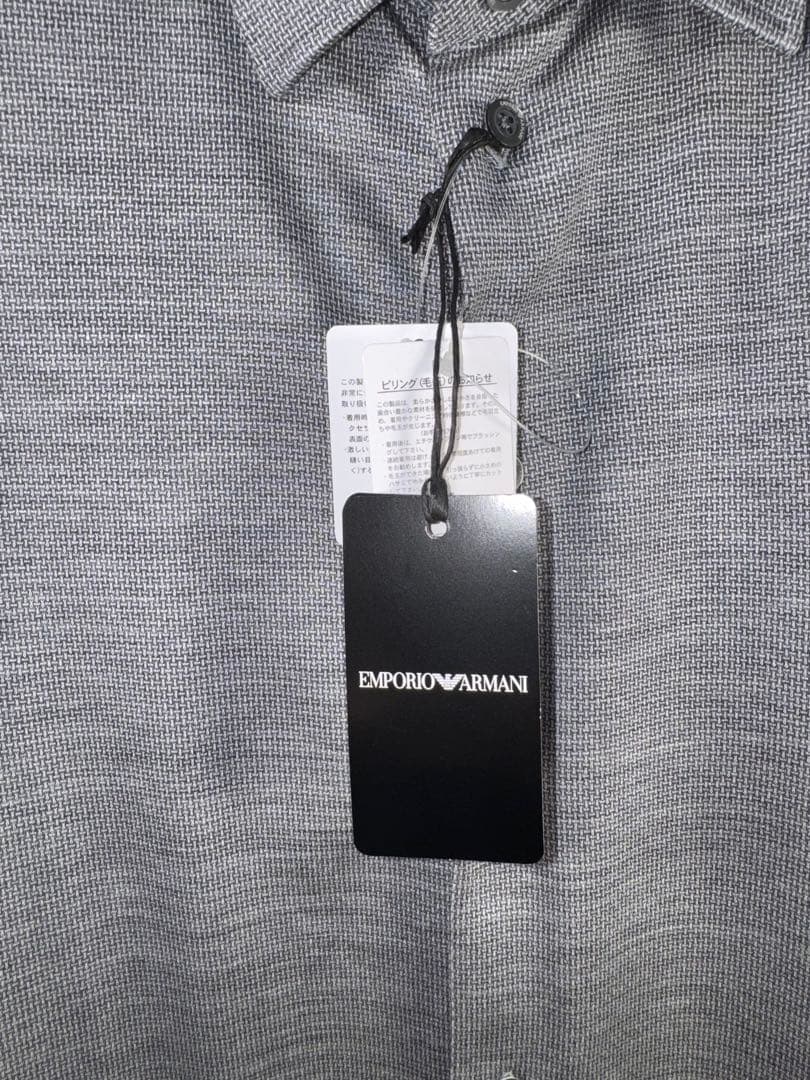 【エンポリオアルマーニ】新品タグ付き定価68,000円ストレッチシャツグレーL