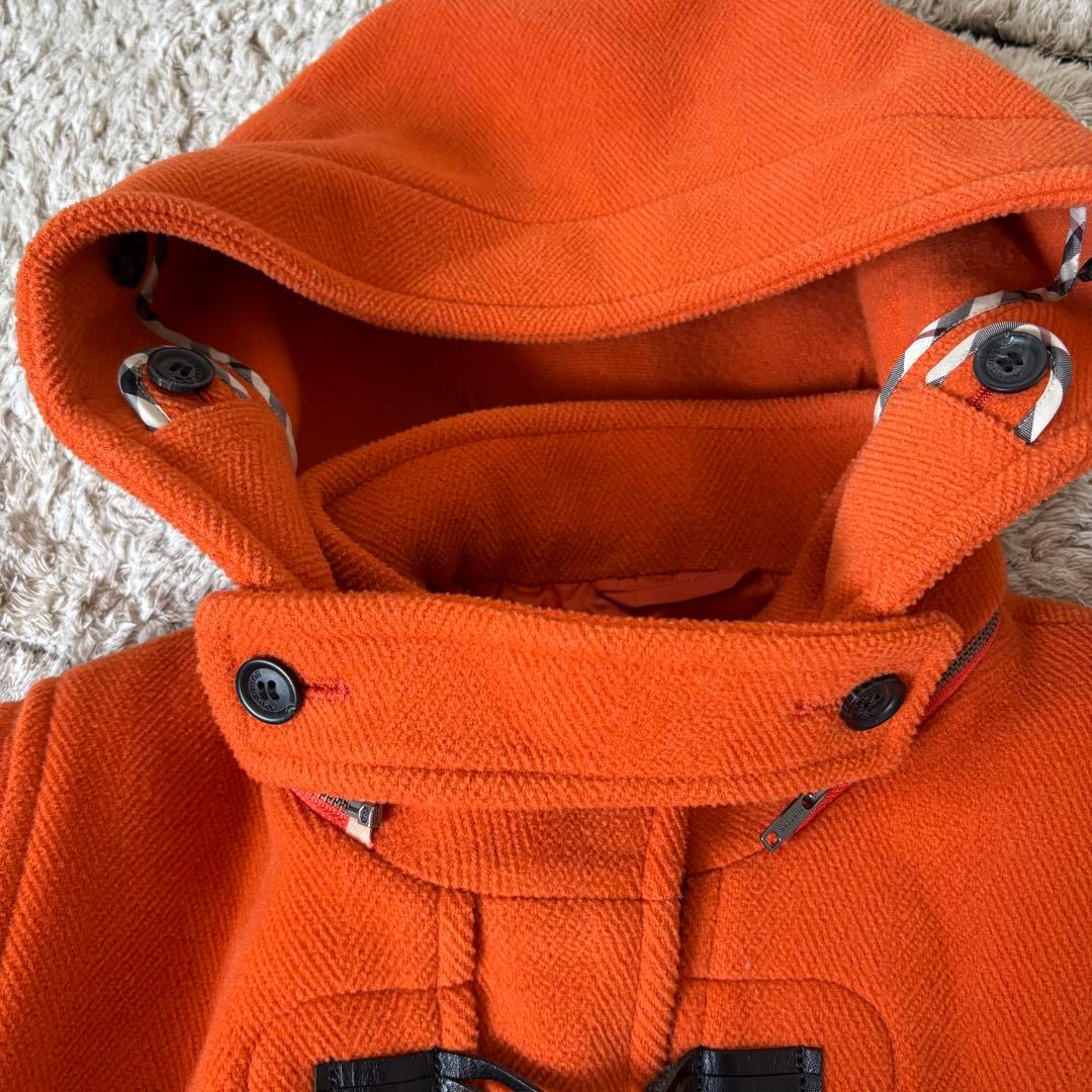 【美品】バーバリーロンドン　ダッフルコート　オレンジ　ウール　牛革　46