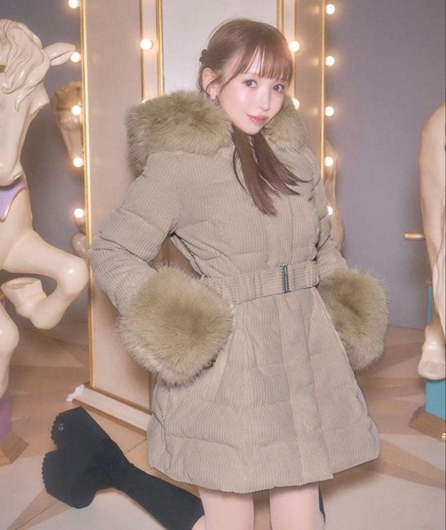 michellMacaron コーデュロイベルトダウンコート