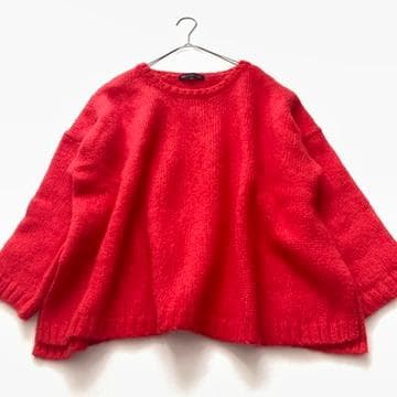 【のすまま】23区　2023AW ベビーアルパカ クロップド ニット 赤