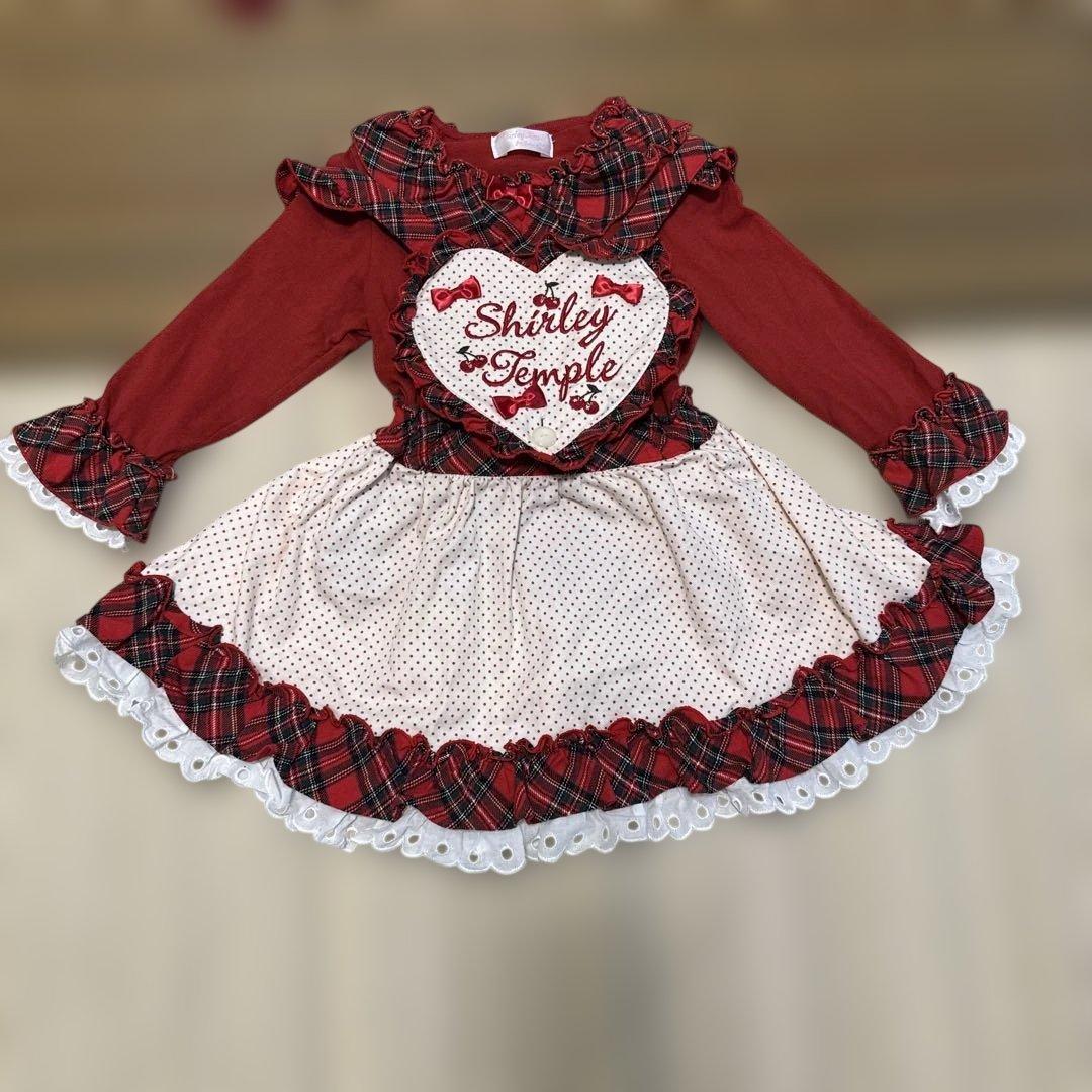 Shirley Temple ハート胸当てワンピース 90 3点セット