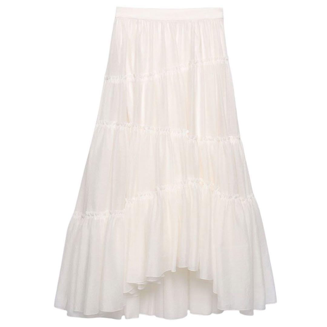 anuans ボリュームティアードオーガンジースカート WHITE