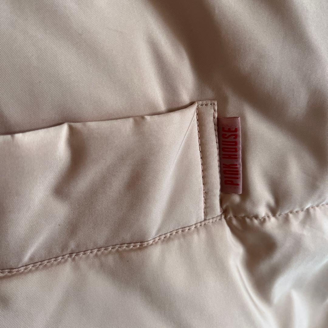 PINK HOUSE ロゴ入りダウンコートくすみピンク 取り外し可能フード付き