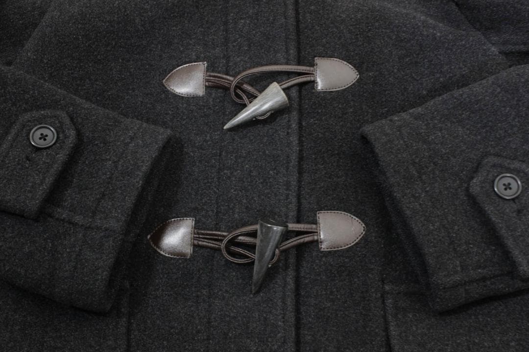 42【極美品】イーストボーイ ダッフルコート 9 グレー M 裏チェック柄 通学